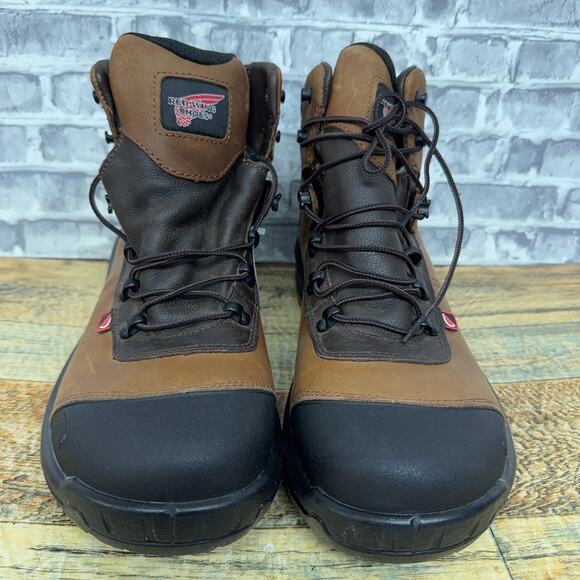 Red Wing Brown Aluminum Toe Waterproof Work Boots 2436 Mens Size 10 EE New - Picture 3 of 7